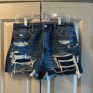 American Eagle Outfitters Blue Distressed Jean Shorts